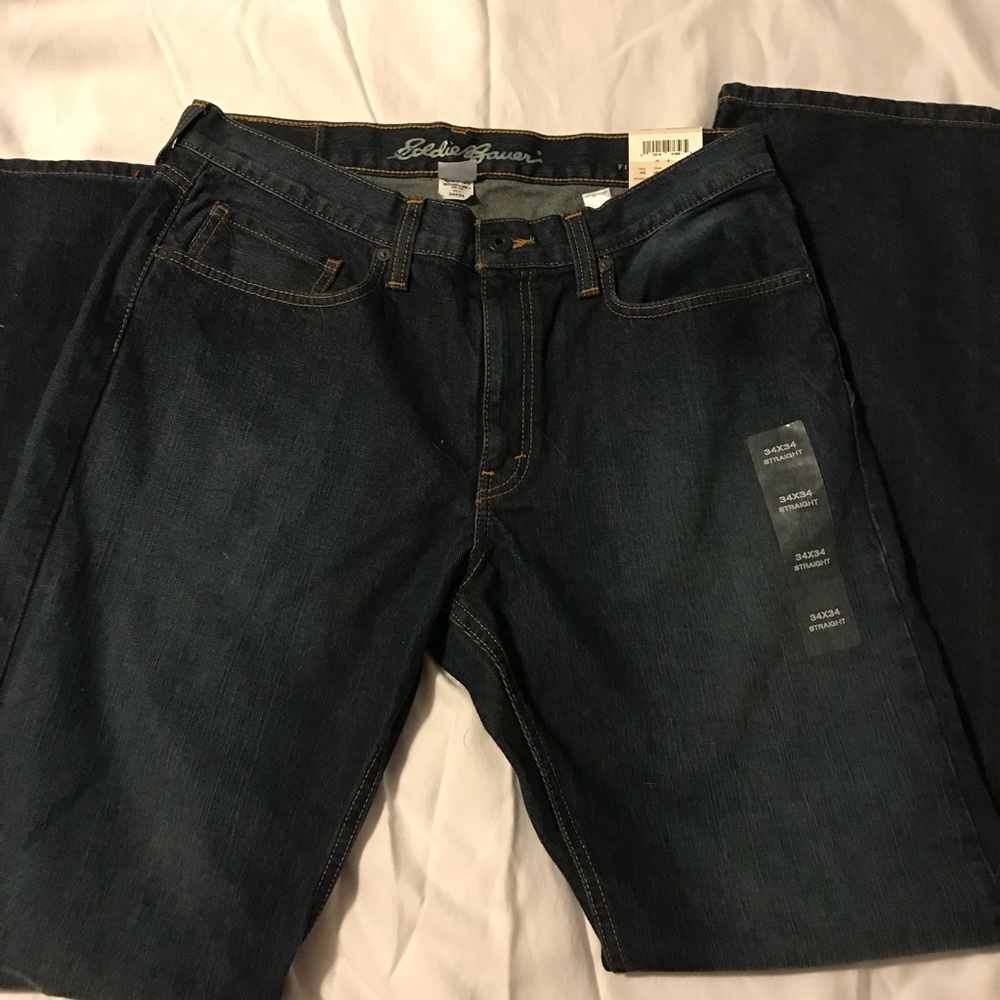 👖🧢 Men’s Eddie Bauer 34x34 straight jean NWT
